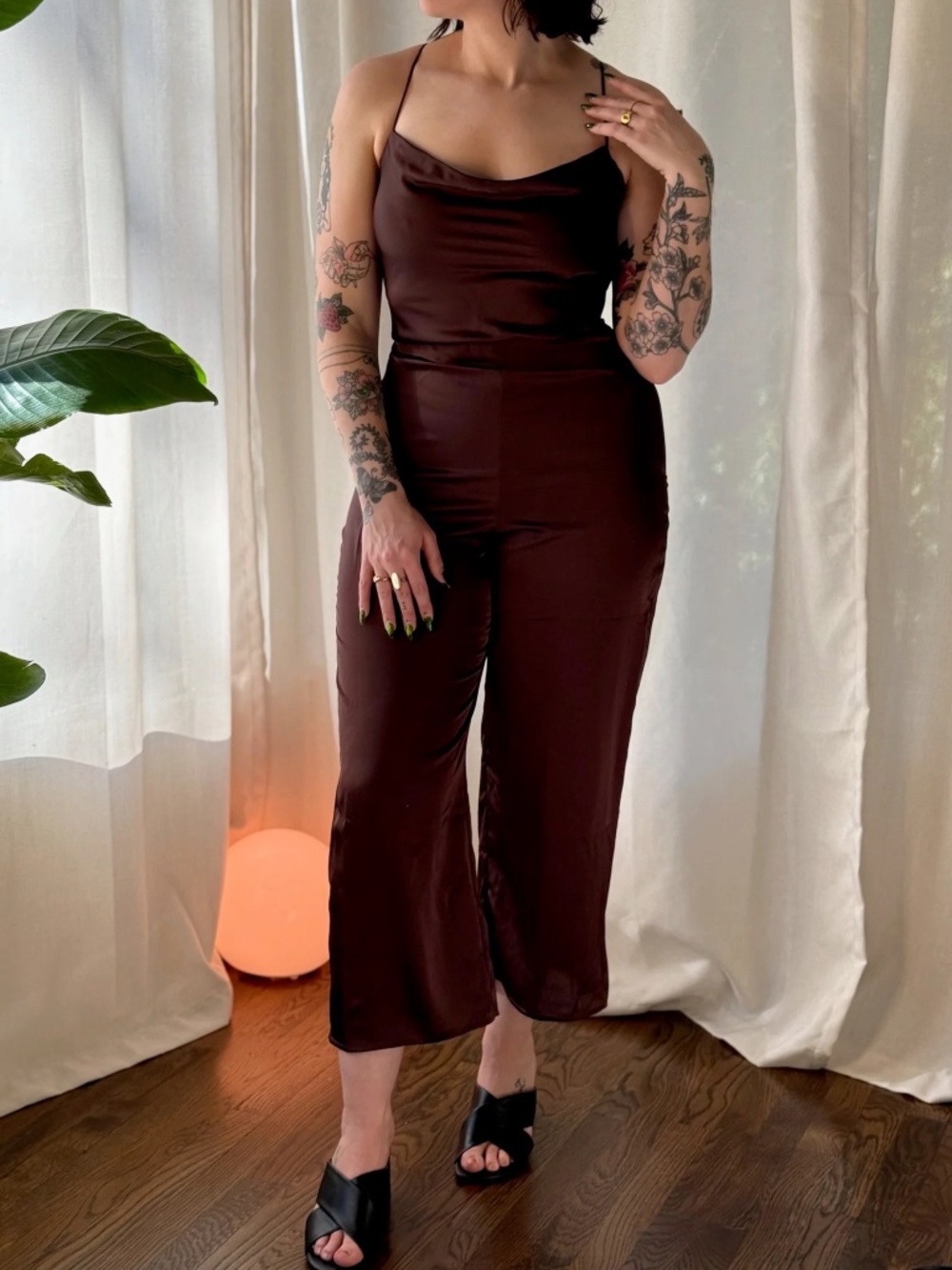 Abercrombie and Fitch brown silk jumpsuit